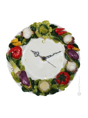 OROLOGIO Wall Clock in Baroque style ceramic handcraft handmade hand painted authentic Made in Italy