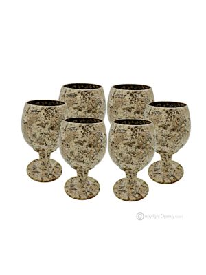 Pietra Fossile marble glasses set, authentic natural stone untreated only for water, handmade.