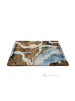 Tray, in blue jeans marble, modern design, natural stone with unique veins.