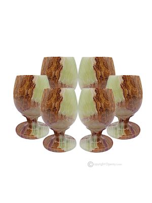 Green Onyx Marble Glasses Set, Authentic Untreated Natural Stone Only for Water, Handmade.