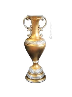 AMPHORA IRIS vase artistic ceramic with 24k gold leaf Made in Italy