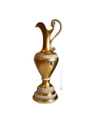 AMPHORA IRIS vase artistic ceramic with 24k gold leaf Made in Italy