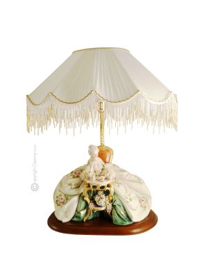 LADY READING - LAMP Table Lamp Abat-jour Lampshade Porcelain Capodimonte Made in Italy