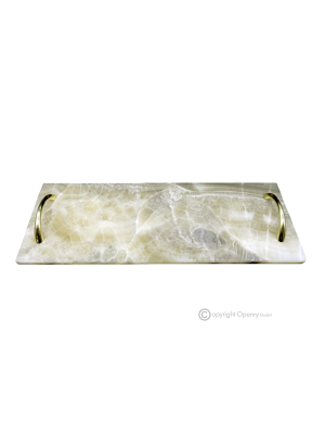 Tray, onyx marble, modern handmade design, natural stone unique veins.