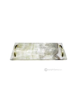 Tray, in grey onyx marble, modern handmade design, natural stone unique veins.