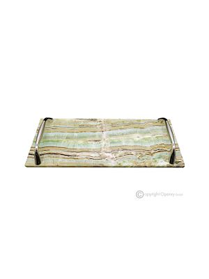 Tray, in emerald onyx marble, modern handmade design, natural stone unique veins.