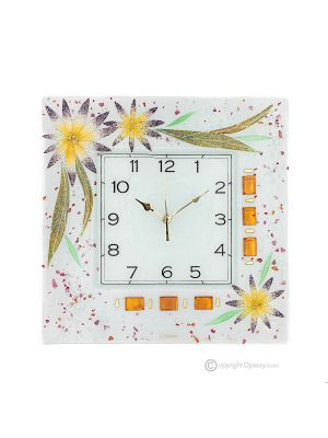 ASTER Wall Clock, Clear Glass with Drops, Relief Design, Handmade