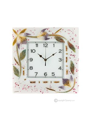 AZALEA Wall Clock, Clear Glass with Drops, Relief Design, Handmade