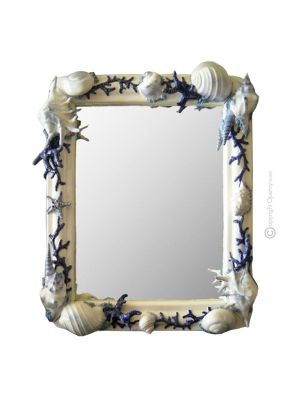 SPECCHIERA SEA & SHELLS Ceramic mirror wall decorative hanging baroque style artistic ceramic Made in Italy