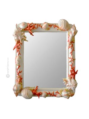 SPECCHIERA SEA & SHELLS Ceramic mirror wall decorative hanging baroque style artistic ceramic Made in Italy