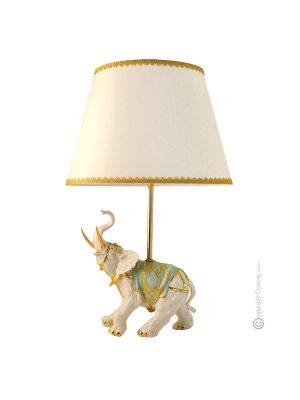 ELEPHANT - LAMP Table Lamp Abat-jour Lampshade Porcelain Capodimonte Made in Italy