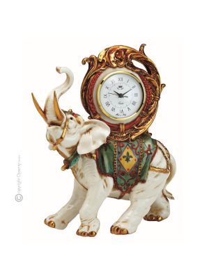 ELEPHANT Table clock Capodimonte porcelain handcraft made in Italy