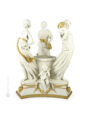 DANCING AROUND THE WELL Statuette statue figure porcelain Capodimonte handmade Made in Italy exclusive