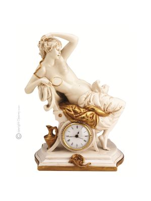 BATHING LADY Table clock Capodimonte porcelain handcraft made in Italy