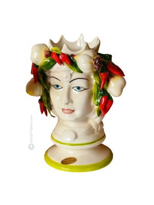 MORO HEADS FEMALE handmade ceramic artistic table ornament Made in Italy