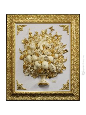 TABLEAU Wall picture ceramic decorative hanging baroque style artistic ceramic with 24k gold details Made in Italy