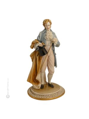 GALLANT WITH LACE Statuette Statue Figure Porcelain Capodimonte Handmade Made in Italy Exclusive