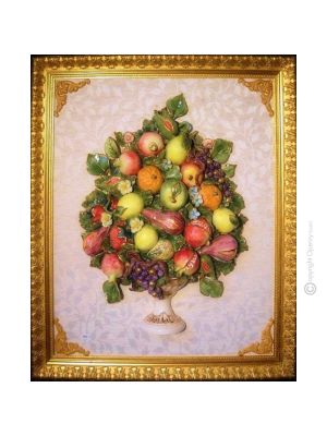 TABLEAU Wall picture ceramic decorative hanging baroque style artistic ceramic with 24k gold details Made in Italy