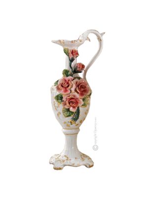 AMPHORA Vase baroque style artistic ceramic with 24k gold details Made in Italy