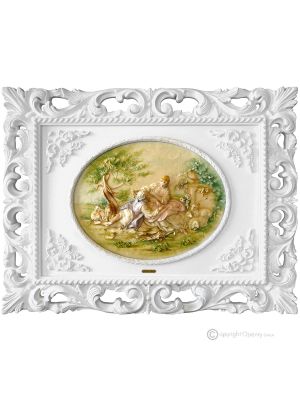 PASTORAL SCENE picture bas-relief porcelain Capodimonte handmade Made in Italy exclusive