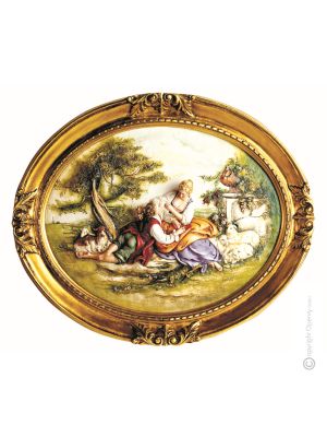 PASTORAL SCENE picture bas-relief porcelain Capodimonte handmade Made in Italy exclusive