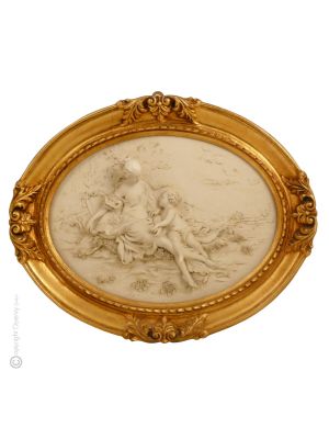 BUCOLIC SCENE picture bas-relief porcelain Capodimonte handmade Made in Italy exclusive