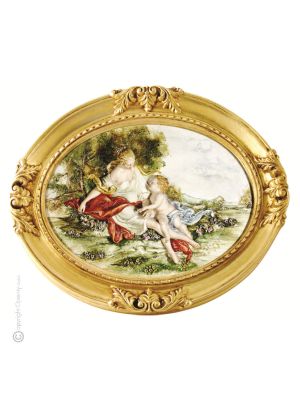 BUCOLIC SCENE picture bas-relief porcelain Capodimonte handmade Made in Italy exclusive