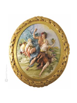 BACCHUS AND ARIANNA picture bas-relief porcelain Capodimonte handmade Made in Italy exclusive