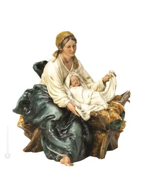 VIRGIN MARY WITH HOLY CHILD Statuette statue figure porcelain Capodimonte handmade made in Italy exclusive