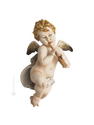 CUPID WITH TRUMPET Statuette statue figure porcelain Capodimonte handmade made in Italy exclusive