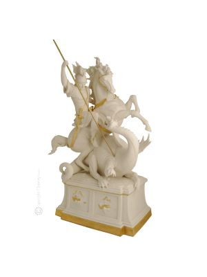 SAINT GEORGE AND DRAGON Statuette statue figure porcelain Capodimonte handmade made in Italy exclusive