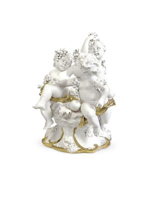 THREE CHERUBS Statuette statue figure porcelain Capodimonte handmade made in Italy exclusive