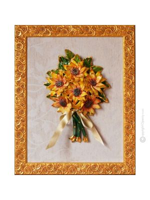 TABLEAU Wall picture ceramic decorative hanging baroque style artistic ceramic with 24k gold details Made in Italy