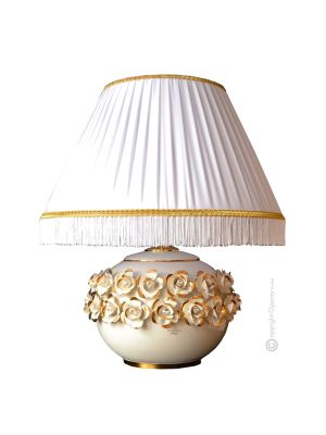 LAMP Table lamp abat-jour lampshade Baroque style artistic ceramic with 24k gold details Made in Italy