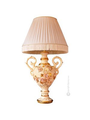 LAMP Table lamp abat-jour lampshade Baroque style artistic ceramic with 24k gold details Made in Italy