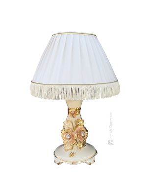 LAMP Table lamp abat-jour lampshade Baroque style artistic ceramic with 24k gold details Made in Italy