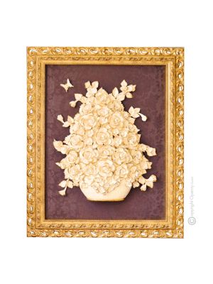 TABLEAU Wall picture ceramic decorative hanging baroque style artistic ceramic with 24k gold details Made in Italy