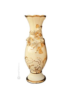 VASE Baroque style artistic ceramic with 24k gold details Made in Italy