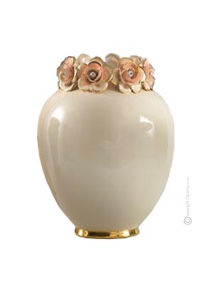 VASE Baroque style artistic ceramic with 24k gold details Made in Italy