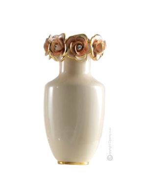 VASE Baroque style artistic ceramic with 24k gold details Made in Italy