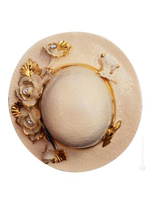 HAT Wall decorative object to hang Baroque style artistic ceramic with 24k gold details Made in Italy