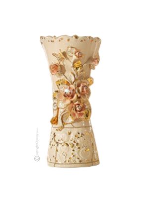 VASE Baroque style artistic ceramic with 24k gold details Made in Italy