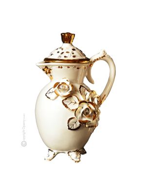 CARAFE handmade ceramic table ornament Baroque style artistic with 24k gold details Made in Italy