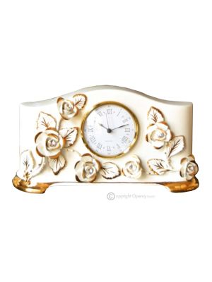 TABLE CLOCK Stand clock Baroque style artistic ceramic with 24k gold details Made in Italy