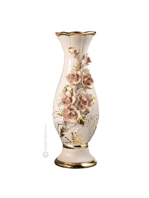 VASE Baroque style artistic ceramic with 24k gold details Made in Italy