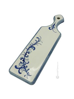 TAGLEIRE DECO BLU Chopping board in ceramic handcraft handmade hand painted authentic Made in Italy from the Friuli region