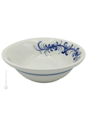 CIOTOLA DEKO BLU Ceramic bowl centerpiece handcraft handmade hand painted authentic Made in Italy from the Friuli region