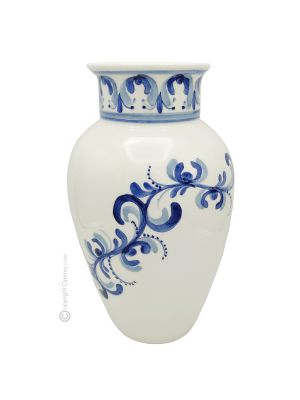 VASO DECO SQX BLU Ceramic vase handcraft handmade hand painted authentic Made in Italy from the Friuli region