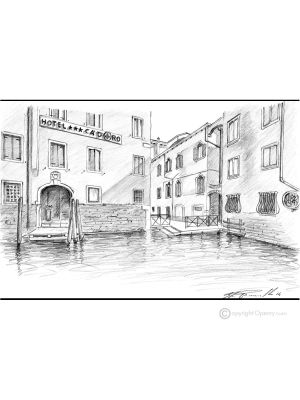 CA DOLCE - VENICE Drawing with pencil on paper modern Made in Italy 