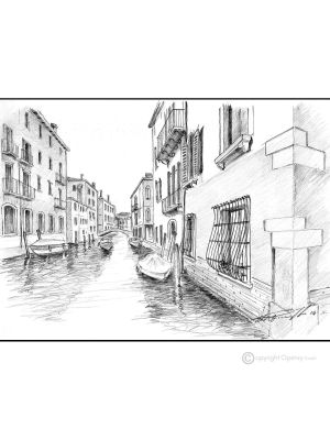 CA DOLCE - VENICE Drawing with pencil on paper modern Made in Italy 